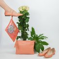Clutch din piele naturala Anne - Living Coral