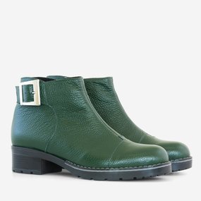 Ghete dama din piele naturala verde Charlotte