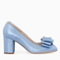 Pantofi dama cu toc comod din piele naturala bleu sidef Becky