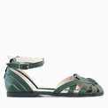 Sandale cu talpa joasa din piele naturala verde Donna