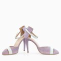 Stiletto decupat din piele naturala lila Velvet