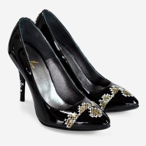 Stiletto pictat manual cu motive romanesti Anca
