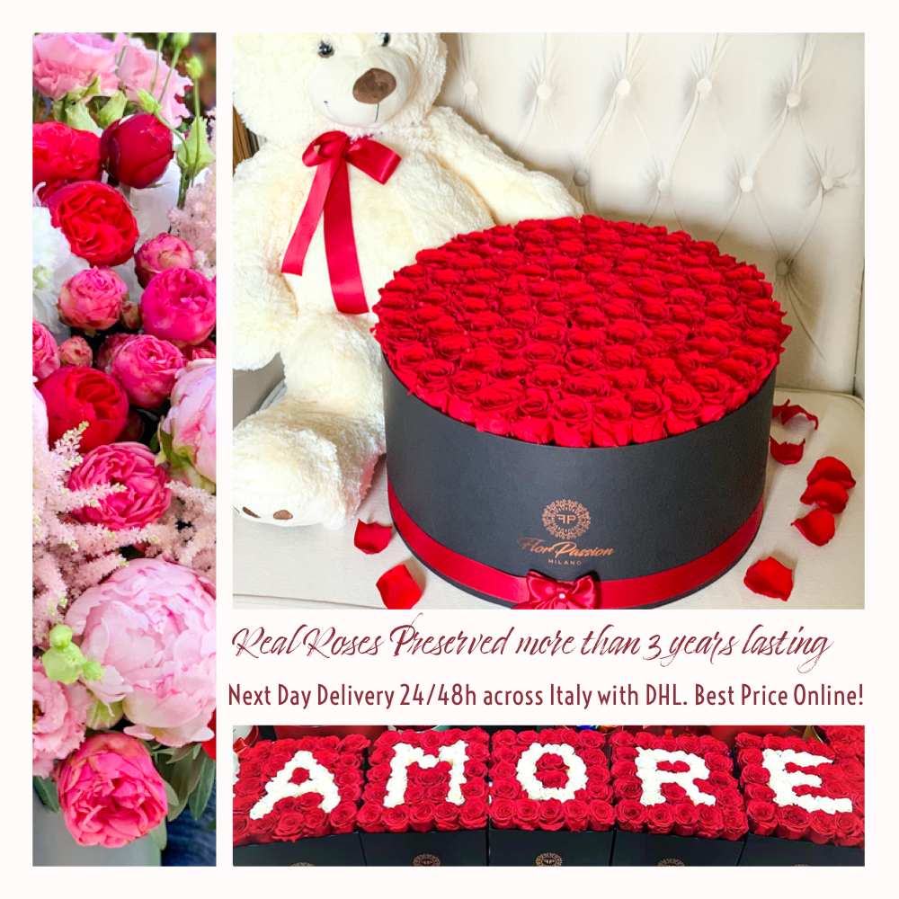 Preserved Roses Delivery Valentines Day to Italy