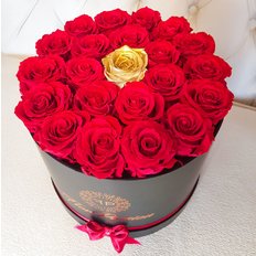 Rose Stabilizzate Rosse e Gold | FlorPassion Box | Rose senza Tempo | Regalo Lusso