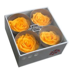 Yellow Preserved Premium Roses, 4pcs